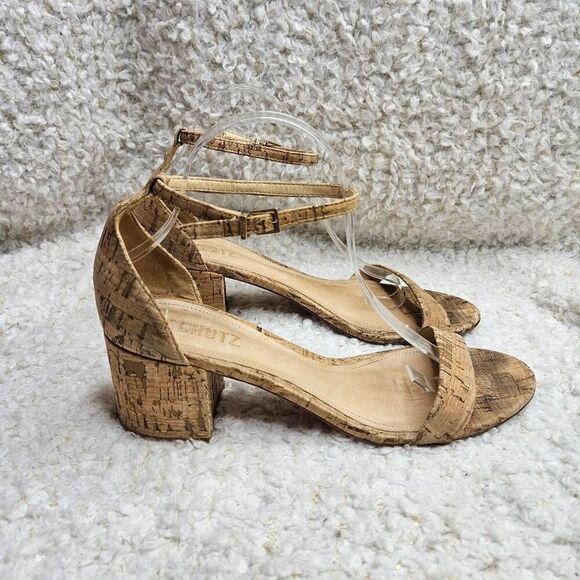 SCHUTZ Shoes - Schutz Chimes Cork‎ And Leather Block Heel Sandals sz 10